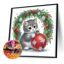 Load image into Gallery viewer, Cute Christmas Cat 30*30CM(Canvas) Partial Special Shaped Drill Diamond Painting
