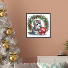 Load image into Gallery viewer, Cute Christmas Cat 30*30CM(Canvas) Partial Special Shaped Drill Diamond Painting
