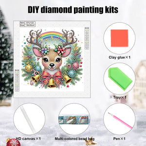 Cute Christmas Deer 30*30CM(Canvas) Partial Special Shaped Drill Diamond Painting