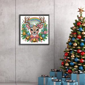 Cute Christmas Deer 30*30CM(Canvas) Partial Special Shaped Drill Diamond Painting