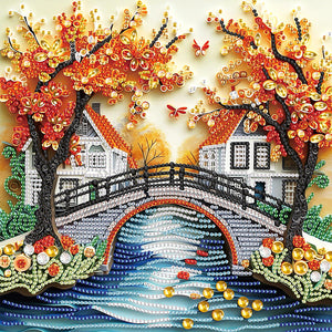 Quilling Landscape 30*30CM(Canvas) Partial Special Shaped Drill Diamond Painting