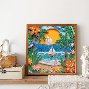 Quilling Landscape 30*30CM(Canvas) Partial Special Shaped Drill Diamond Painting