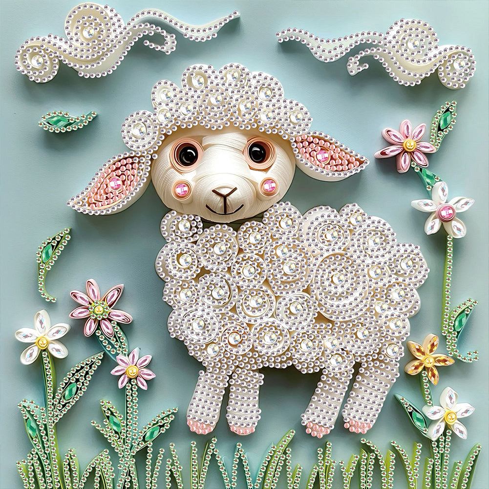 Quilling Sheep 30*30CM(Canvas) Partial Special Shaped Drill Diamond Painting