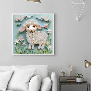 Quilling Sheep 30*30CM(Canvas) Partial Special Shaped Drill Diamond Painting