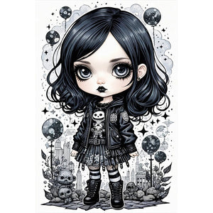 Goth Girl 40*60CM(Picture) Full AB Round Drill Diamond Painting