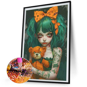 Bear Doll And Girl 40*60CM(Picture) Full AB Round Drill Diamond Painting