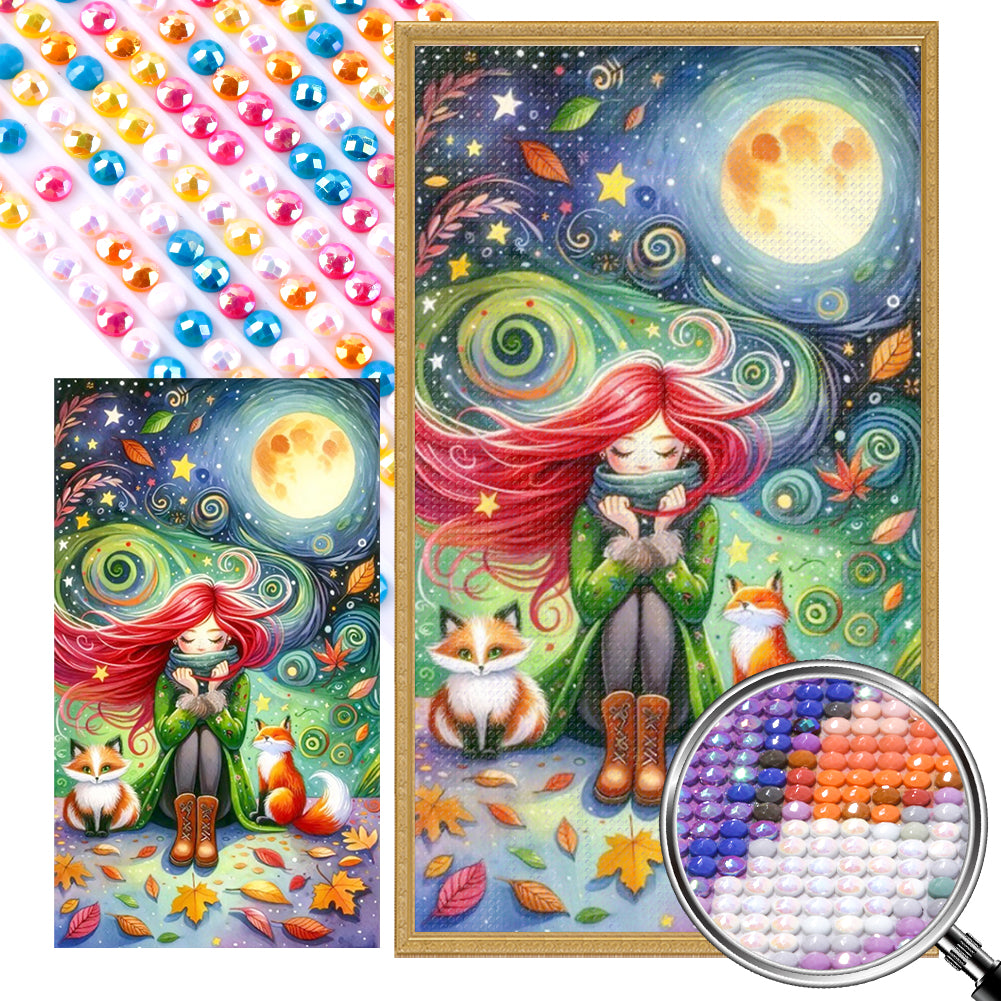 The Fox And The Red-Haired Girl 40*70CM(Picture) Full AB Round Drill Diamond Painting