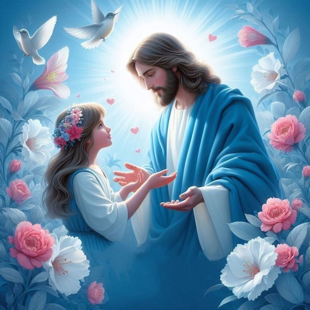 Jesus And The Girl 40*40CM(Canvas) Full Round Drill Diamond Painting