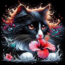 Load image into Gallery viewer, Cat And Flowers 40*40CM(Canvas) Full Round Drill Diamond Painting
