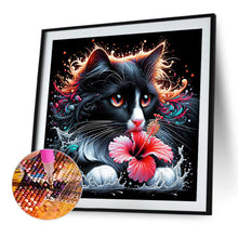 Load image into Gallery viewer, Cat And Flowers 40*40CM(Canvas) Full Round Drill Diamond Painting
