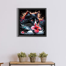 Load image into Gallery viewer, Cat And Flowers 40*40CM(Canvas) Full Round Drill Diamond Painting
