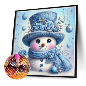 Blue Snowman 30*30CM(Canvas) Full Round Drill Diamond Painting