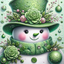 Load image into Gallery viewer, Green Snowman 30*30CM(Canvas) Full Round Drill Diamond Painting
