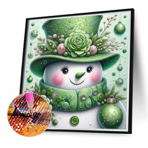 Green Snowman 30*30CM(Canvas) Full Round Drill Diamond Painting