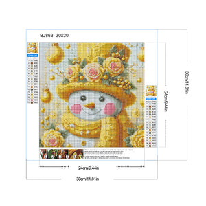 Yellow Snowman 30*30CM(Canvas) Full Round Drill Diamond Painting