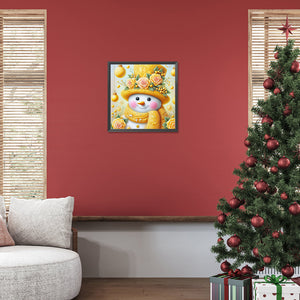 Yellow Snowman 30*30CM(Canvas) Full Round Drill Diamond Painting