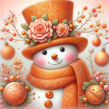 Load image into Gallery viewer, Orange Snowman 30*30CM(Canvas) Full Round Drill Diamond Painting
