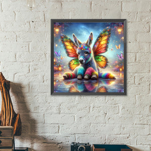 Colorful Feather Butterfly Donkey 40*40CM(Canvas) Full Round Drill Diamond Painting