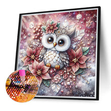 Load image into Gallery viewer, Poinsettia Owl 40*40CM(Canvas) Full Round Drill Diamond Painting
