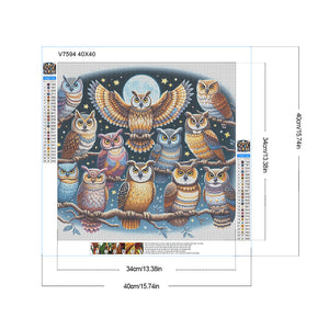 Multiple Owls 40*40CM(Canvas) Full Round Drill Diamond Painting