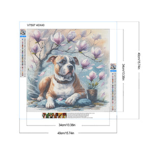 Magnolia Bulldog 40*40CM(Canvas) Full Round Drill Diamond Painting