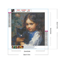 Load image into Gallery viewer, Oil Painting Girl Black Cat 30*30CM(Canvas) Full Round Drill Diamond Painting
