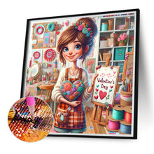 Load image into Gallery viewer, Art Girl Valentine 40*40CM(Canvas) Full Round Drill Diamond Painting
