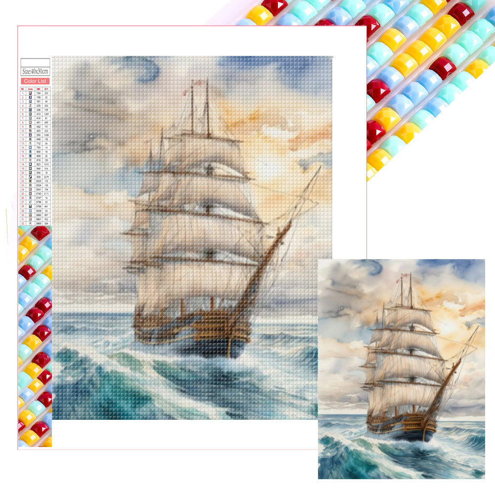 Sailboat 30*40CM(Picture) Full Square Drill Diamond Painting