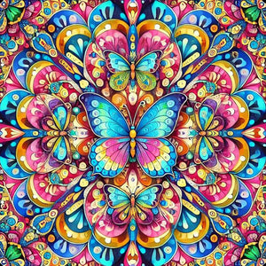 Butterfly Mandala 40*40CM(Canvas) Full Round Drill Diamond Painting