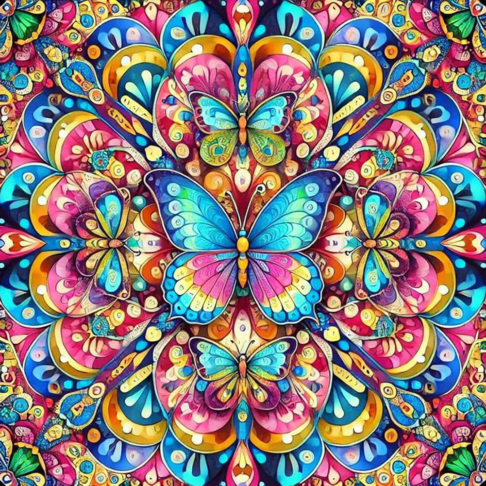 Butterfly Mandala 40*40CM(Canvas) Full Round Drill Diamond Painting