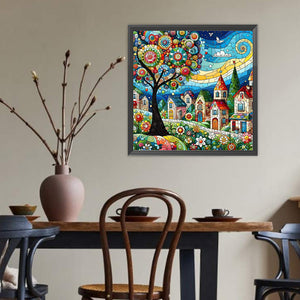 Color House Street 40*40CM(Canvas) Full Round Drill Diamond Painting