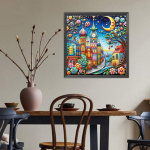 Color House Street 40*40CM(Canvas) Full Round Drill Diamond Painting