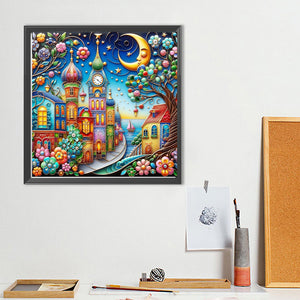 Color House Street 40*40CM(Canvas) Full Round Drill Diamond Painting