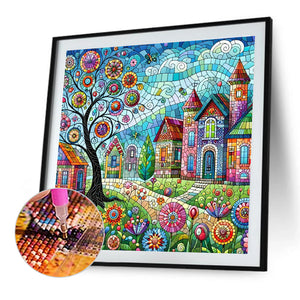 Color House Street 40*40CM(Canvas) Full Round Drill Diamond Painting