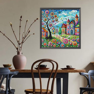 Color House Street 40*40CM(Canvas) Full Round Drill Diamond Painting