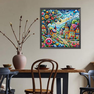 Color House Street 40*40CM(Canvas) Full Round Drill Diamond Painting