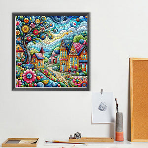 Color House Street 40*40CM(Canvas) Full Round Drill Diamond Painting