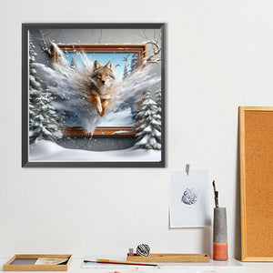 Run Out Of The Frame Wolf 40*40CM(Canvas) Full Round Drill Diamond Painting