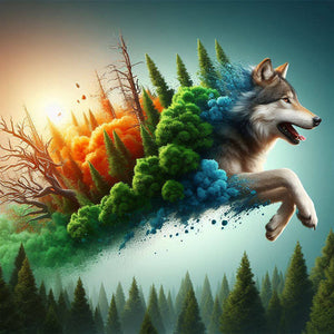 Run Out Of The Frame Mountain Wolf 40*40CM(Canvas) Full Round Drill Diamond Painting