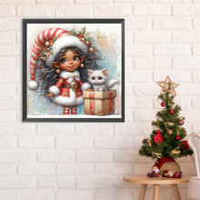 Load image into Gallery viewer, Christmas Girl With White Cat 30*30CM(Canvas) Full Round Drill Diamond Painting
