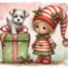 Load image into Gallery viewer, Christmas Girl And Dog 30*30CM(Canvas) Full Round Drill Diamond Painting
