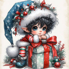 Load image into Gallery viewer, Christmas Black Hair Elf Boy 30*30CM(Canvas) Full Round Drill Diamond Painting
