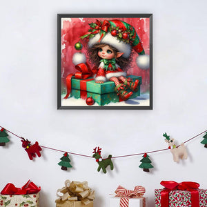 Christmas Curly Elf Girl 30*30CM(Canvas) Full Round Drill Diamond Painting