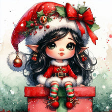 Load image into Gallery viewer, Christmas Brunette Elf Girl 30*30CM(Canvas) Full Round Drill Diamond Painting
