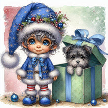 Load image into Gallery viewer, Christmas Boy And Dog 30*30CM(Canvas) Full Round Drill Diamond Painting
