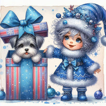 Load image into Gallery viewer, Christmas White-Haired Girl And Dog 30*30CM(Canvas) Full Round Drill Diamond Painting
