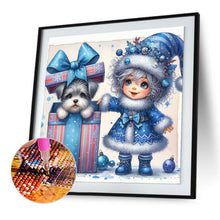 Load image into Gallery viewer, Christmas White-Haired Girl And Dog 30*30CM(Canvas) Full Round Drill Diamond Painting
