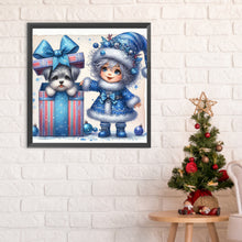 Load image into Gallery viewer, Christmas White-Haired Girl And Dog 30*30CM(Canvas) Full Round Drill Diamond Painting
