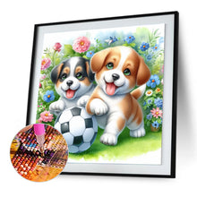 Load image into Gallery viewer, Two Dogs Playing Football In The Grass 30*30CM(Canvas) Full Round Drill Diamond Painting
