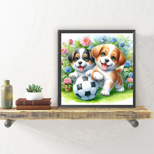 Load image into Gallery viewer, Two Dogs Playing Football In The Grass 30*30CM(Canvas) Full Round Drill Diamond Painting
